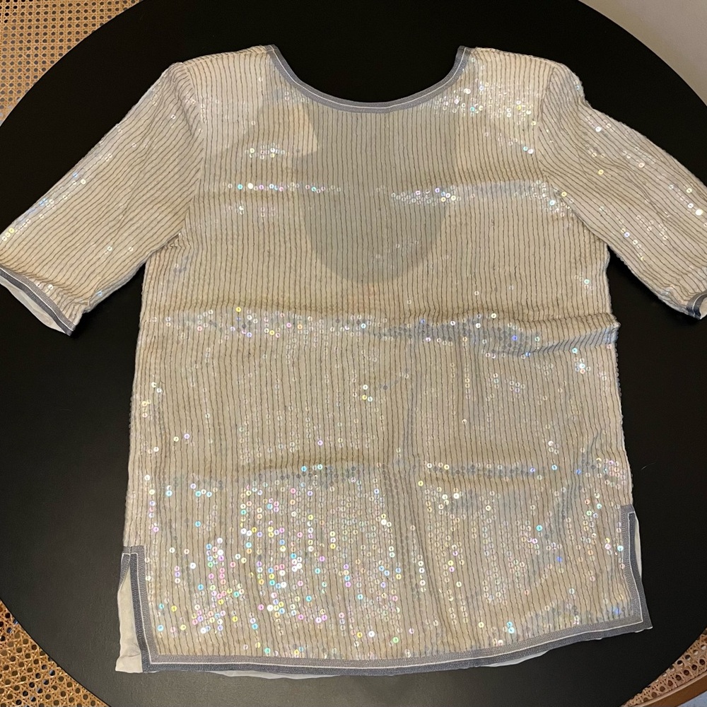 100% Silk Neil Bieff for HENRI BENDEL Vintage Women’s Sequin Top